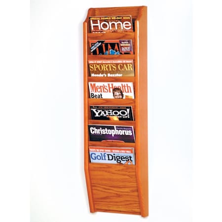 Wooden Mallet Cascade 7 Pocket Magazine Rack BlackLight Oak & Medium Oak MR36-7BL